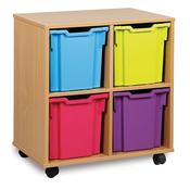 Mobile Tray Storage Unit With 4 Jumbo Trays Clear