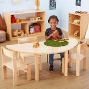 Half Circular Solid Beech Table L120cm H40cm