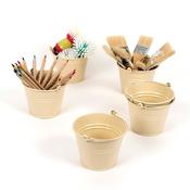 Cream Metal Buckets 6pk