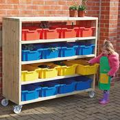 Large Outdoor Mobile Shelving Unit with Trays
