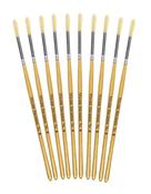 Short Handle Round Hog Bristle Brushes Size 6 - pack of 10