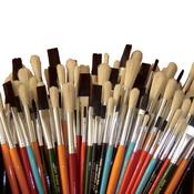 Round And Flat Hog Hair Paint Brushes 100pk image