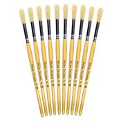Short Handle Round Hog Bristle Brushes Size 10 - Pack of 10