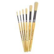 Short Handle Round Hogs Hair Infant Brushes Round Assorted Sizes pk6