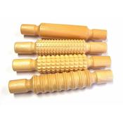 Textured Wooden Rolling Pin Set 4pk
