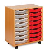 16 Tray Storage Unit no doors w700xd453xh789mm Beech finish