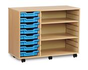 8 Tray Wide Unit with 2 adj Shelves h789mm Beech finish