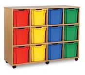 Quad Depth 12 Tray Unit - no doors w1358xd453xh1067mm, Beech