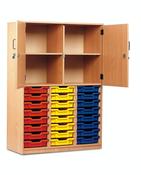 24 Tray Cupboard Unit half drs w1030xd477xh1468mm Beech finish
