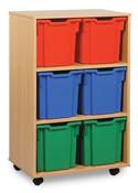 Quad Depth 6 Tray Tall Unit - no doors w700xd453xh1067mm, Beech