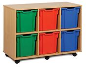 Quad Depth 6 Tray Wide Unit - no doors w1030xd453xh739mm, Beech