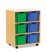 Triple Depth 6 Tray Unit - no doors w700xd453xh857mm, Beech