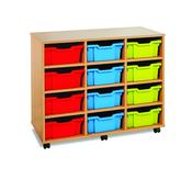 Double Depth 12 Tray Unit (vertical) w1030xd453xh836mm, Beech