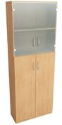 Orbit Storage 4 Shelf Unit 2141mm High Glass &amp; Wood Doors