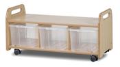 Mobile Low Level Unit with 3 Clear Tubs