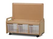 Mobile Low Display Storage Unit with 3 Clear Tubs