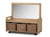 Mobile Low Mirror Storage Unit with 3 Baskets
