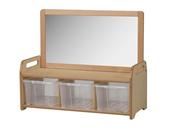 Low Mirror Storage Unit with 3 Clear Tubs