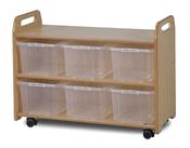 Storage Unit with Display/Mirror Back Mobile with 6 Clear Tubs
