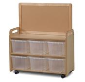 Storage Unit With Display Top Panel with 6 Clear Tubs