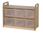 Storage Unit with Display/Mirror Back Static with 6 Clear Tubs 