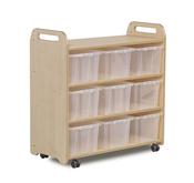 Mobile Tall Storage Unit with 9 Clear Tubs