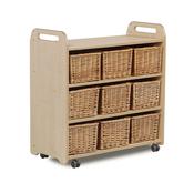 Mobile Tall Storage Unit with 9 Baskets