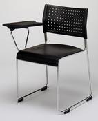 Kraft Sled Frame Black Plastic Sidechair with Writing Tablet