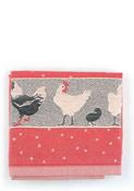 Bunzlau Castle Tea Towel Chickens Red GOTS image