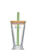 La Rochère Abeille Bubble Tea Glass with Bamboo Lid &amp; Straw – 460ml