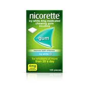Nicorette Icy White 4Mg Med Chew Gum 105 image