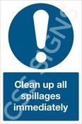 Clean Up All Spillages Immediately Sign