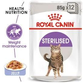 Royal Canin Sterilised Cat Food in Jelly 85g - Weight Maintenance, Health Nutrition, Sterilised, 85g x12