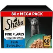 Sheba Fine Flakes in Jelly Fish Collection Adult Wet Cat Food Pouches Giant Pack 80x85gr image