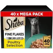 Sheba Fine Flakes in Jelly Poultry Collection Adult Wet Cat Food Pouches 40x85gr image