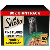 Sheba Fine Flakes in Jelly Poultry Collection Adult Wet Cat Food Pouches Giant Pack 80x85gr image