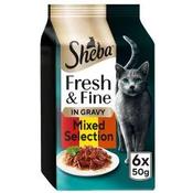 Sheba Fresh &amp; Fine with Beef with Chicken with Lamb in Gravy 6x50gr image