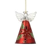 Red Glass Angel With Holly Design Skirt ( 6x6x10cm)