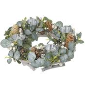 Silver 4 T Light Eucalyptus Centrepiece (D30cm)