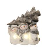 LED Light Up Three Snowmen And Tree Glitter Finish 48cm image