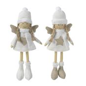 Mix Of 2 White Fabric Angels  (12.5x6x32cm)