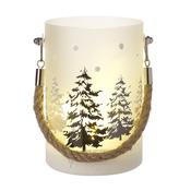 Small Light Up Forest Hanging Glass Lantern (10x15cm)