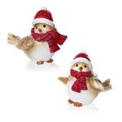 12cm Glitter Bird w-Santa Hat
