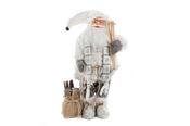 60CM SANTA GREY/WHITE W/SKIS &amp; SACK