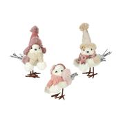 Pink Standing Fabric Bird Mix (15x9x15cm)