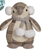Penguin Check Print Doorstop Brown (27.5cm)