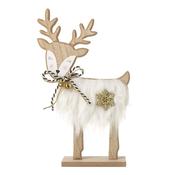 White Fur Standing Wooden Reindeer (15x5x25cm) image
