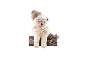 28CM BEAR ON LOG DECORATION