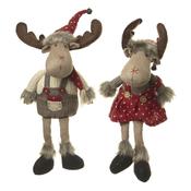 Fabric Long Leg Sitting Boy &amp; Girl Moose (38x10x8cm) image