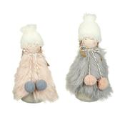 Pink &amp; Grey Fluffy Angels (7x7x18cm) image